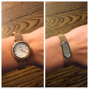 NWOT rose gold diamond face watch / bracelet combo